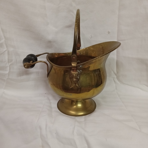 Vintage Brass Basket , Planter, Vase, Basin, Pitcher with face - Picture 8 of 9